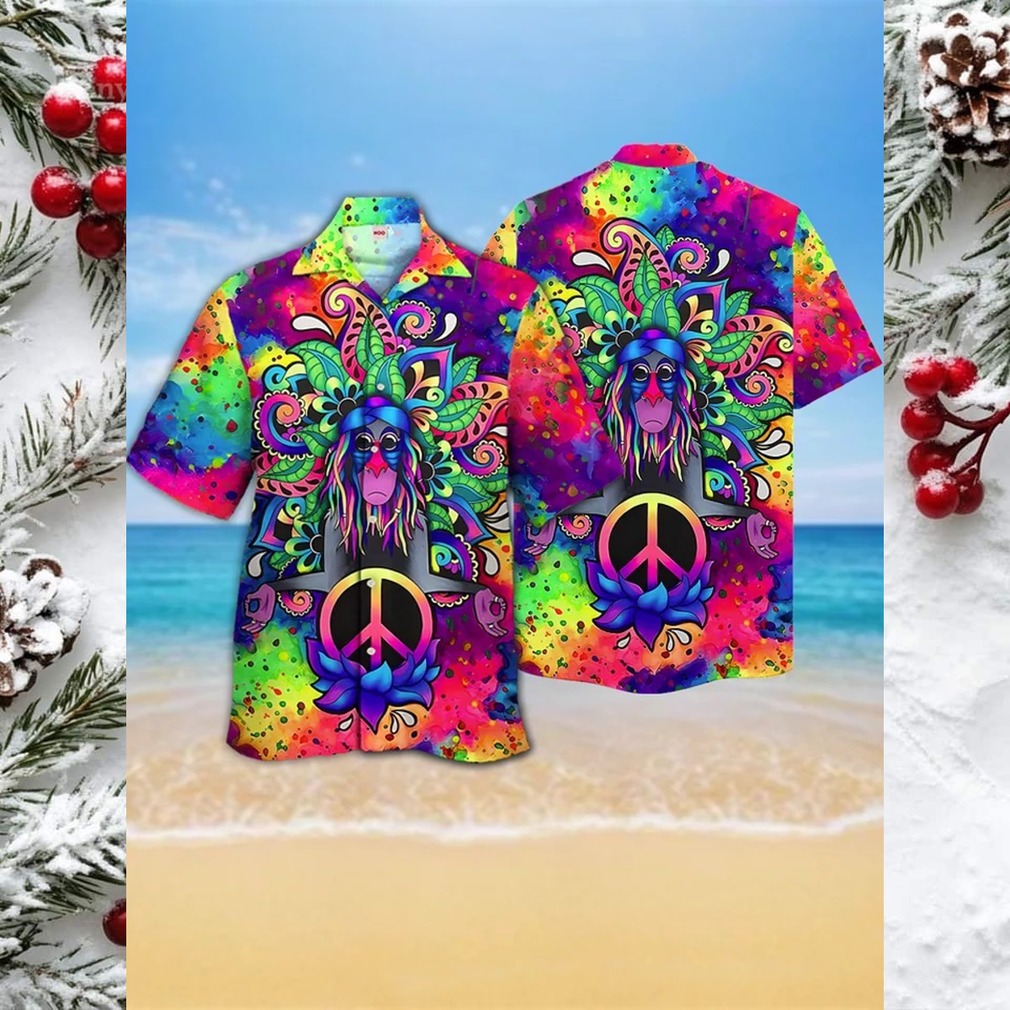 Psychedelic Monkey Peace Sign Hawaiian Shirt Psychedelic Monkey Peace Sign Hawaiian Shirt