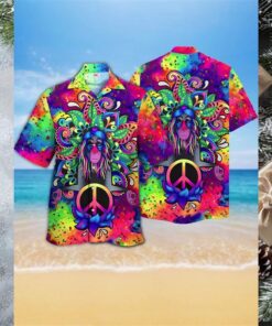 Psychedelic Monkey Peace Sign Hawaiian Shirt