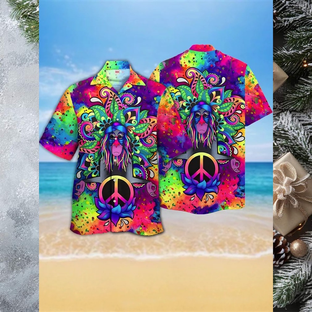 Psychedelic Monkey Peace Sign Hawaiian Shirt Psychedelic Monkey Peace Sign Hawaiian Shirt