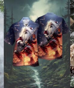 Rockin’ around the Christmas Tree Santa Guitar Hawaiian Shirt