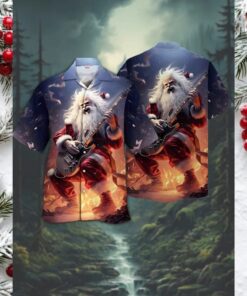 Rockin’ around the Christmas Tree Santa Guitar Hawaiian Shirt