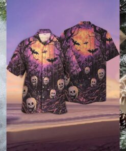 Spooky Skull & Bat Hawaiian Shirt