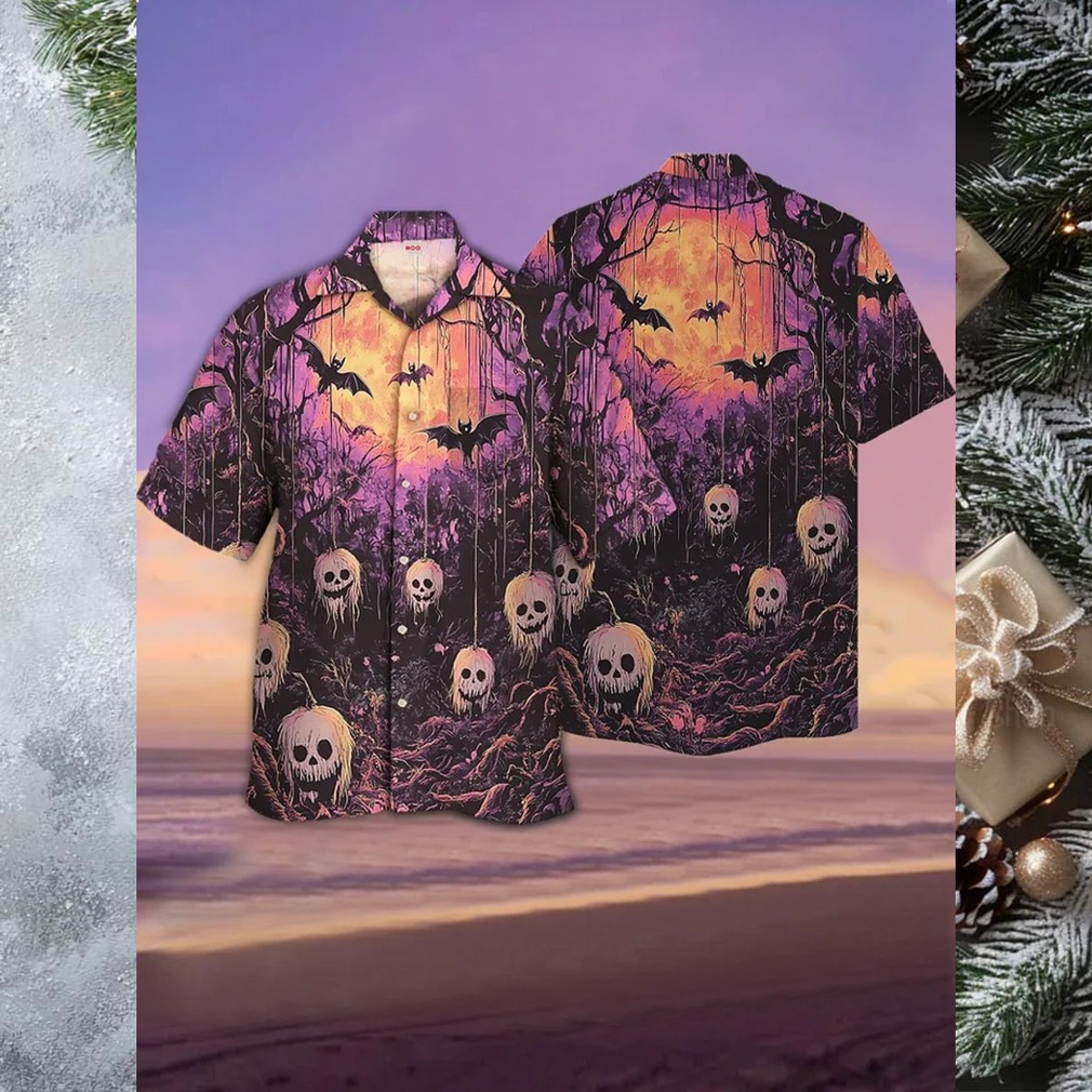 Spooky Skull & Bat Hawaiian Shirt Spooky Skull & Bat Hawaiian Shirt