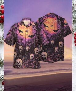 Spooky Skull & Bat Hawaiian Shirt