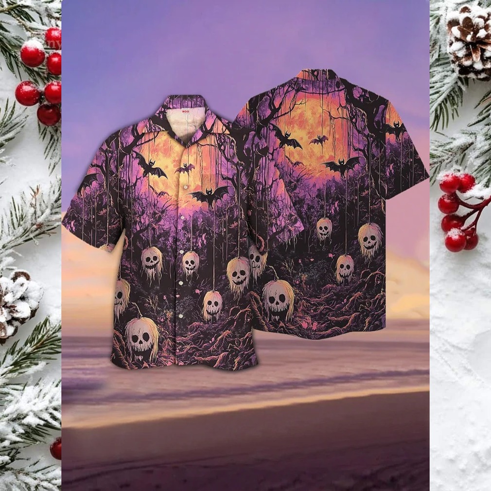 Spooky Skull & Bat Hawaiian Shirt Spooky Skull & Bat Hawaiian Shirt