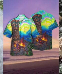 Surreal Volcanic Tiki Print Hawaiian Shirt