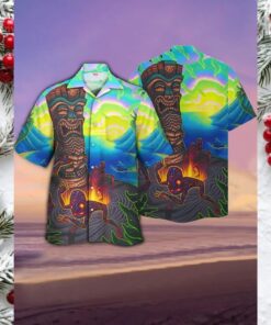 Surreal Volcanic Tiki Print Hawaiian Shirt