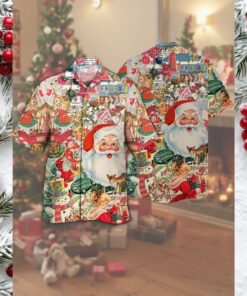 Vintage Santa Claus & Snowman Christmas Hawaiian Shirt