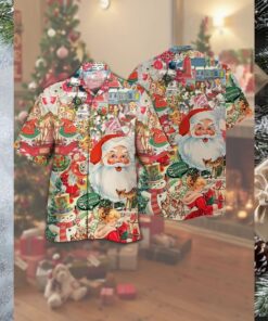 Vintage Santa Claus & Snowman Christmas Hawaiian Shirt