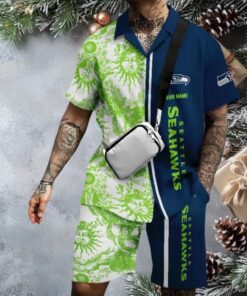 eattle Seahawks NFL Green White Pattern Hawaiian Shirt